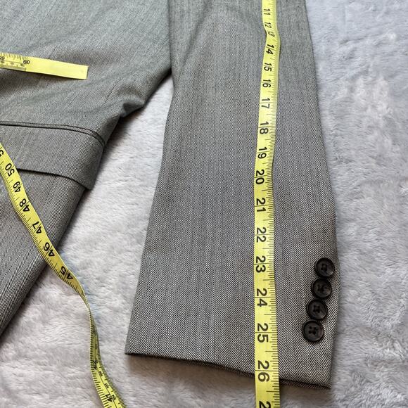 Lauren Ralph Lauren Herringbone Blazer Mens 44L Gray Silk Wool Blend Two Button - Picture 15 of 15